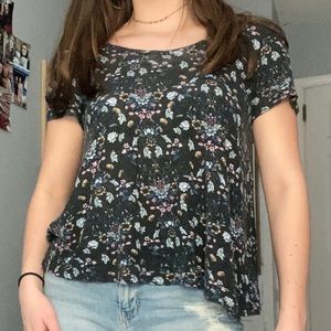 Short sleeved Pink Rose floral top